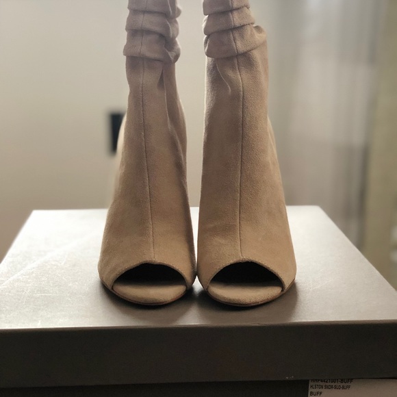 Halston Heritage Sandra Suede Peep toe bootie 35.5 - Picture 2 of 8